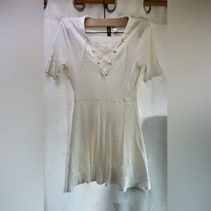 H&M White Lace-Up Mini Dress